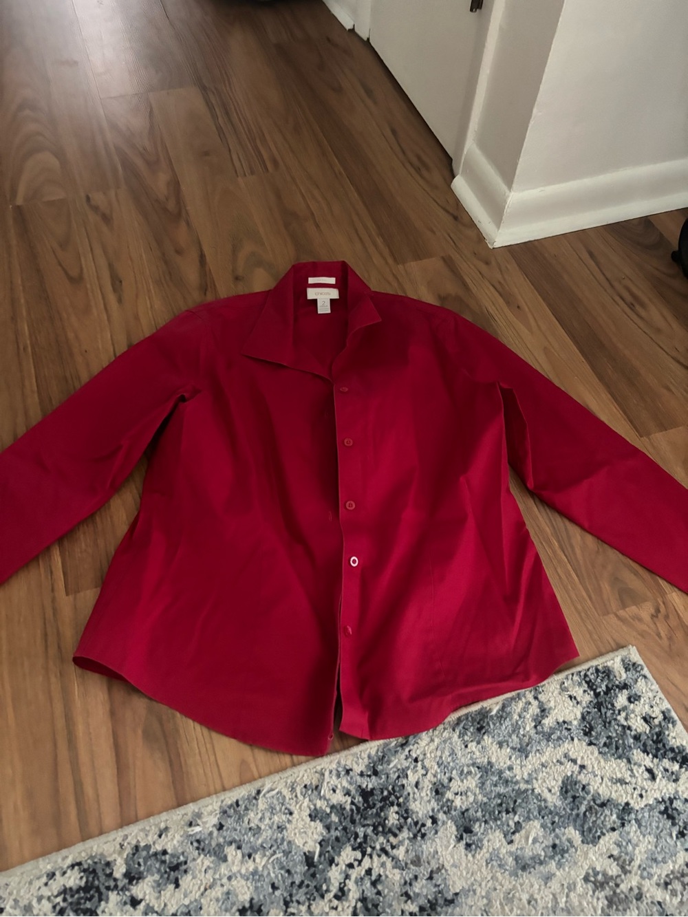 Chico’s Bright Red Button-Up Shirt